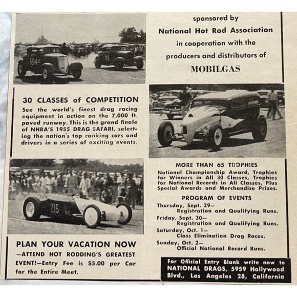 Drag Racing National Championship 1955 Vintage Print Ad Great Bend KS Hot Rod - Picture 5 of 6